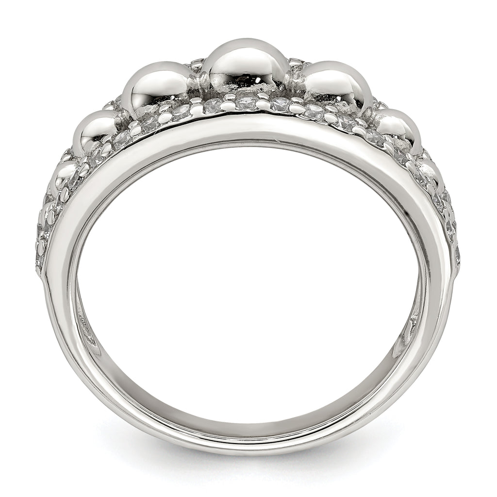 Sterling Silver CZ With Beads Ring