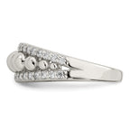 Sterling Silver CZ With Beads Ring