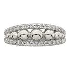 Sterling Silver CZ With Beads Ring