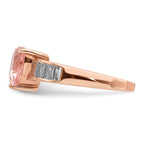 Crystal Heart & Baguette Cubic Zirconia Ring in Rose-Tone Sterling Silver - Sophia Jewelers