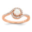 Sterling Silver Rose-tone Created Opal and CZ Halo Ring