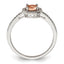 Sterling Silver Rose-tone Peach Cubic Zirconi Halo Ring