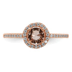 Sterling Silver Rose-tone Peach Cubic Zirconi Halo Ring