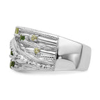 Sterling Silver Rhodium-Plated Chrome Diopside and Peridot Ring