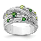 Sterling Silver Rhodium-Plated Chrome Diopside and Peridot Ring
