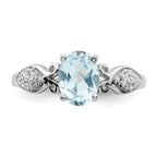 Sterling Silver Rhodium-platedod-plated Polished Blue Topaz and White Cubic Zirconi Ring