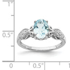 Sterling Silver Rhodium-platedod-plated Polished Blue Topaz and White Cubic Zirconi Ring