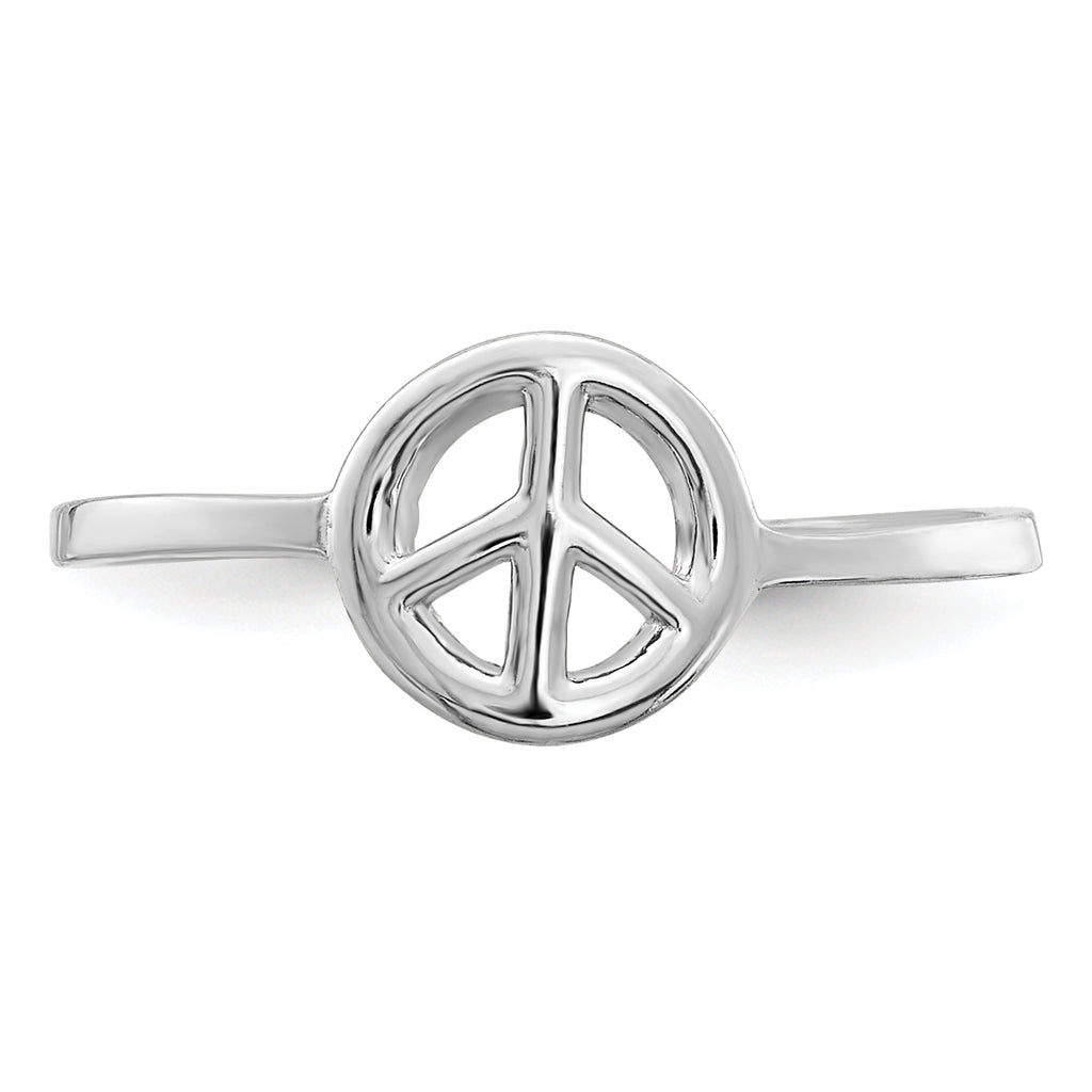 Sterling Silver Rhodium-plated Peace Sign Toe Ring