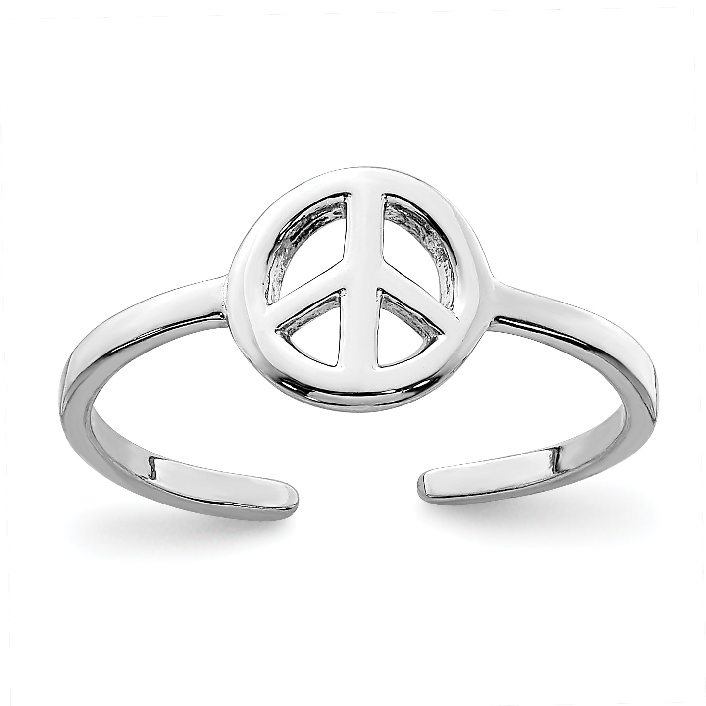 Sterling Silver Rhodium-plated Peace Sign Toe Ring Main image