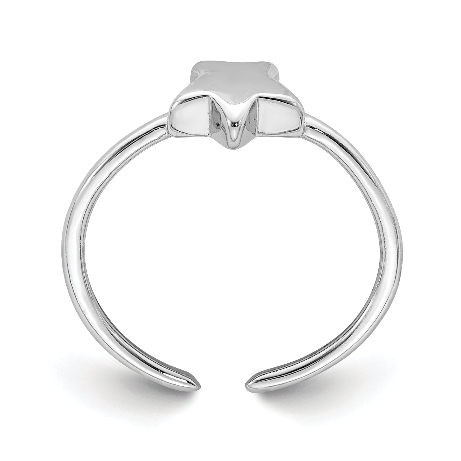 Sterling Silver Rhodium-plated Polished Star Toe Ring Secondary image