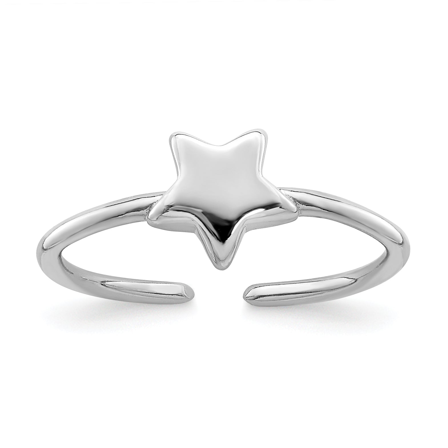Sterling Silver Rhodium-plated Polished Star Toe Ring Main image