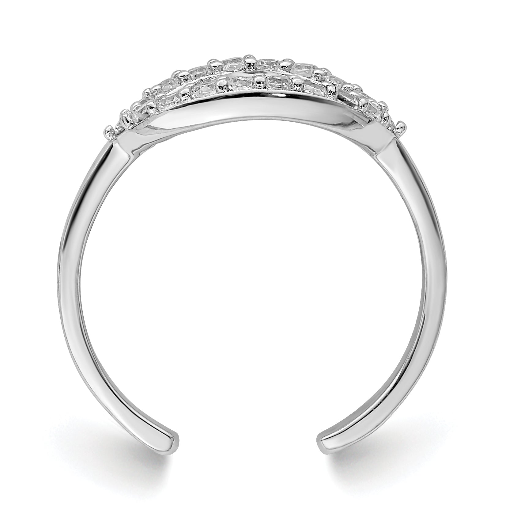Sterling Silver Rhodium-plated Enameled & CZ Eye Toe Ring Secondary image