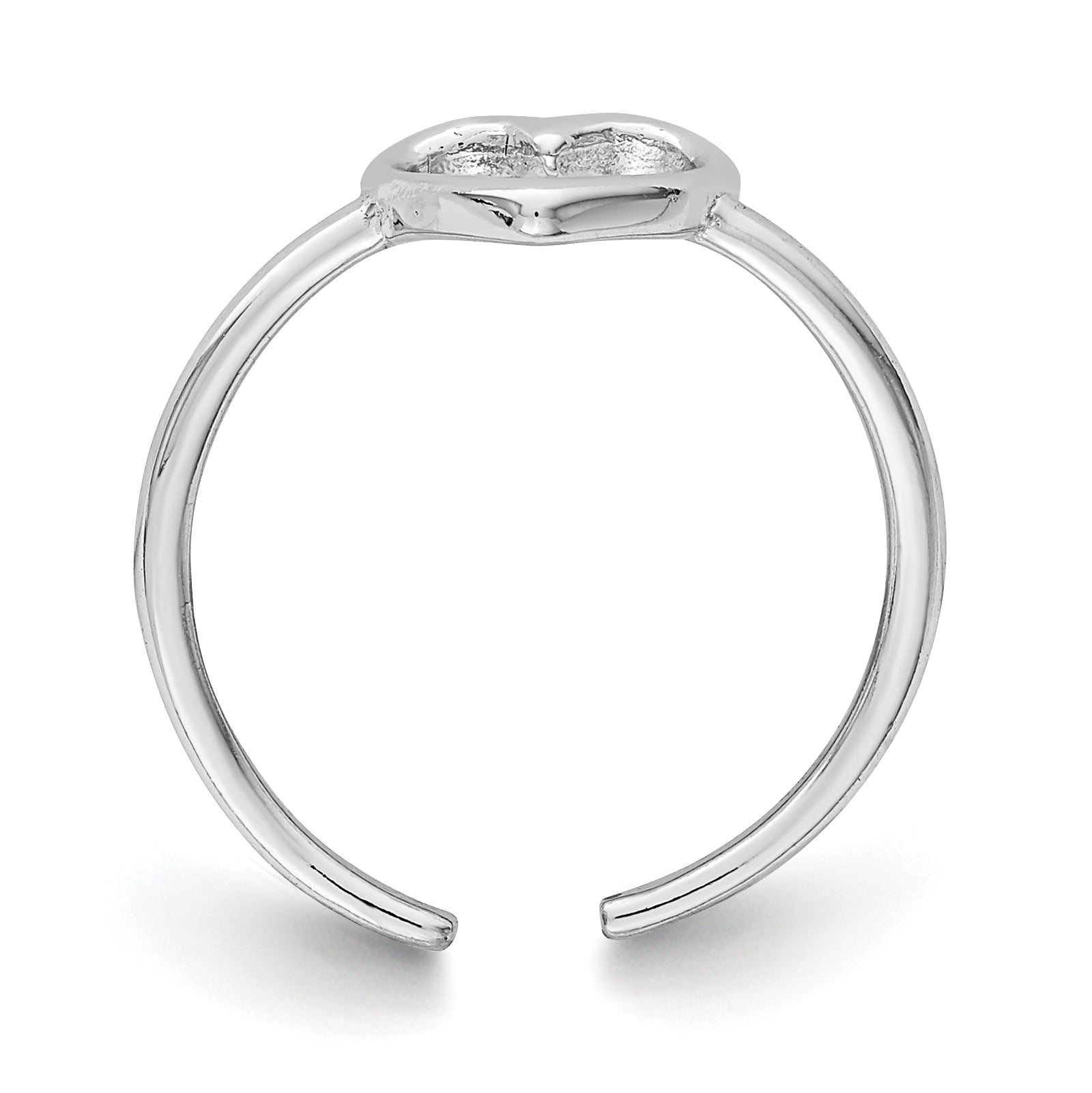 Sterling Silver Rhodium-plated Polished Heart Toe Ring Secondary image
