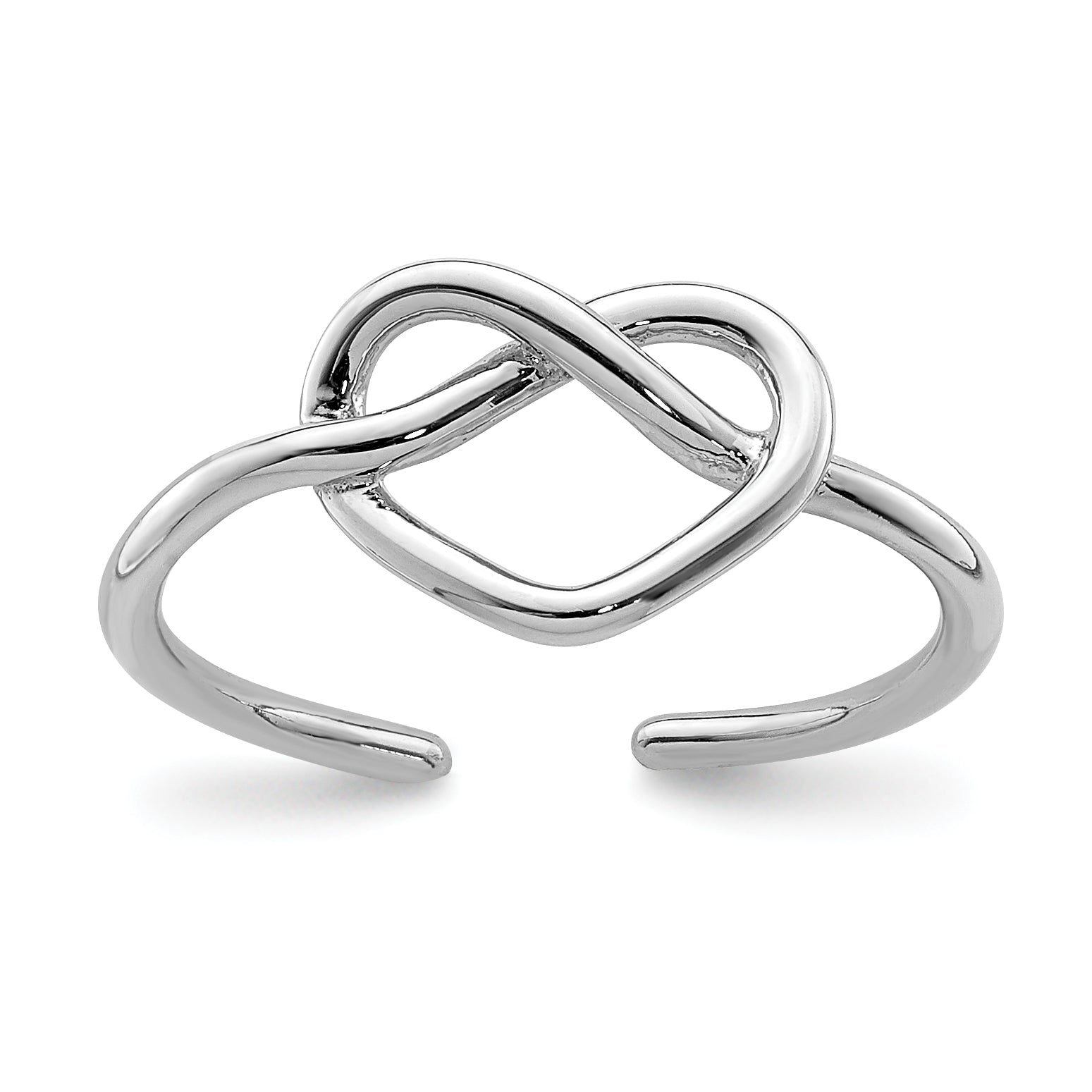 Sterling Silver Rhodium-plated Polished Heart Knot Toe Ring Main image