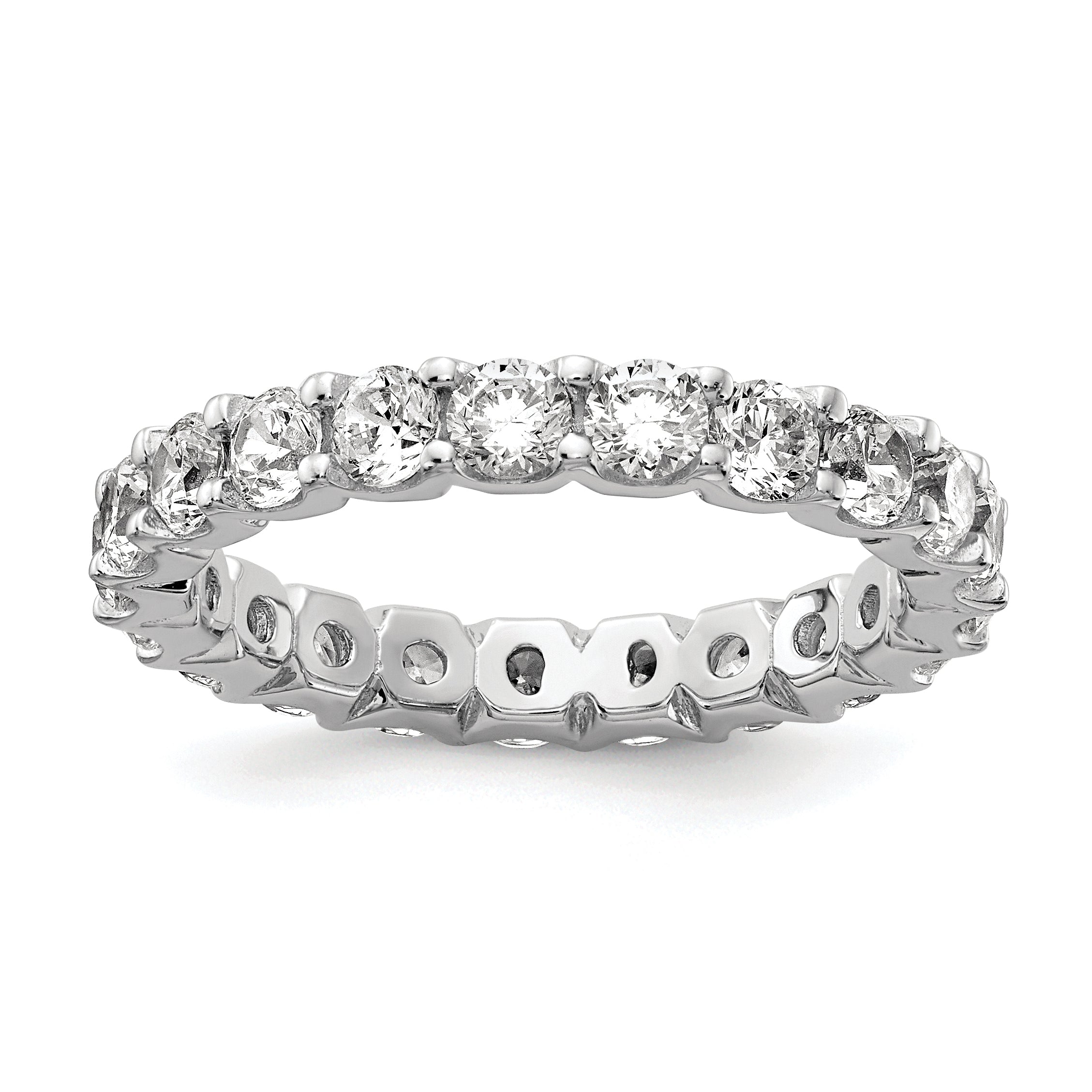 Sterling Shimmer Sterling Silver Rhodium-plated 3mm CZ 23 Stone Eternity Band Main image