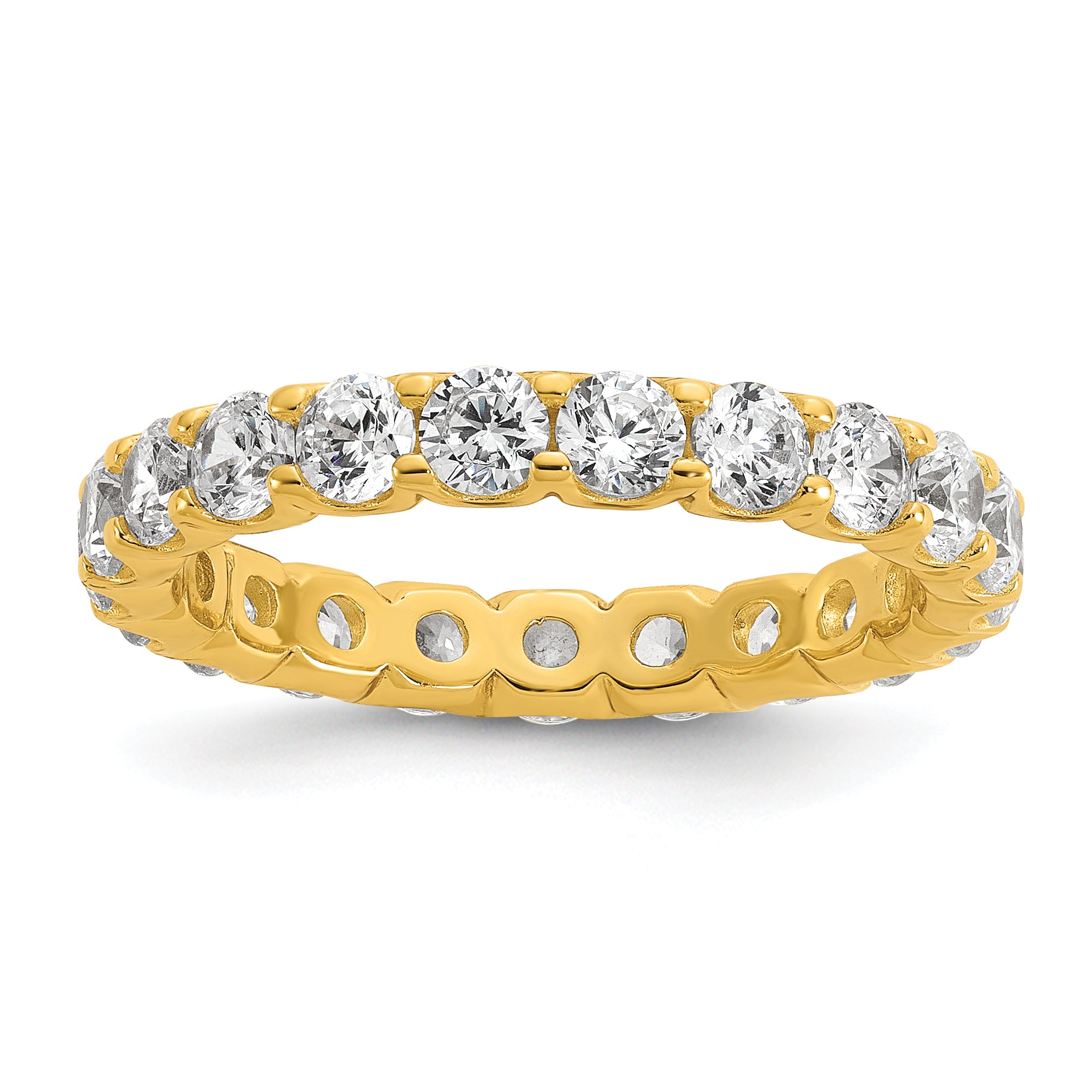 Sterling Shimmer Sterling Silver Gold-tone Flash Gold-plated 3mm CZ 23 Stone Eternity Band