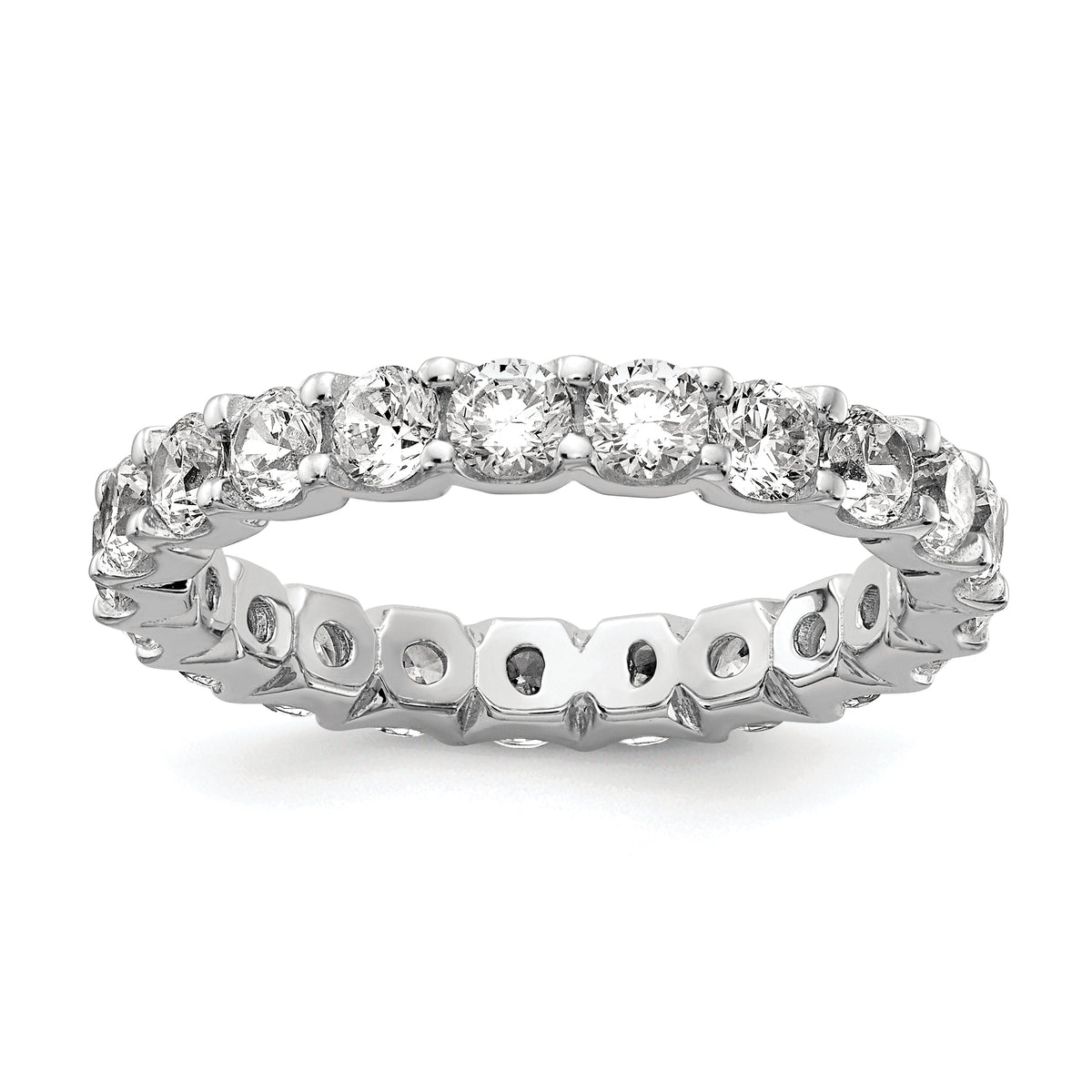 Sterling Shimmer Sterling Silver Rhodium-plated 3mm CZ 23 Stone Eternity Band