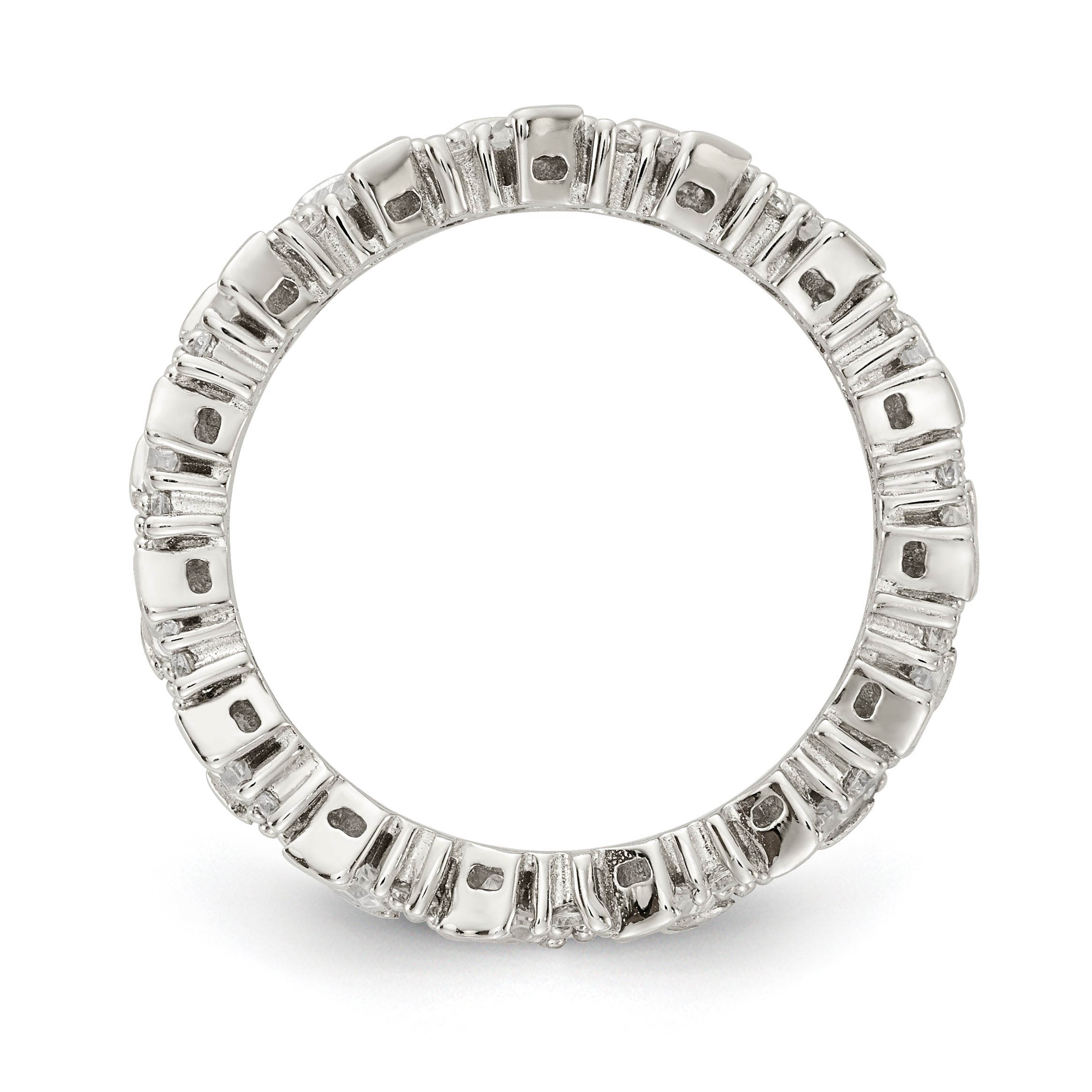 Sterling Shimmer Sterling Silver Rhodium-Plated 45 Stone Cubic Zirconi Fancy Eternity Band Secondary image