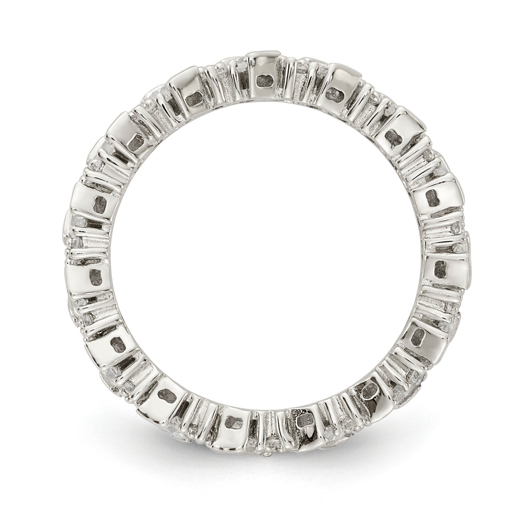 Sterling Shimmer Sterling Silver Rhodium-Plated 45 Stone Cubic Zirconi Fancy Eternity Band