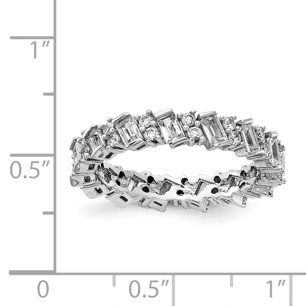 Sterling Shimmer Sterling Silver Rhodium-Plated 45 Stone Cubic Zirconi Fancy Eternity Band