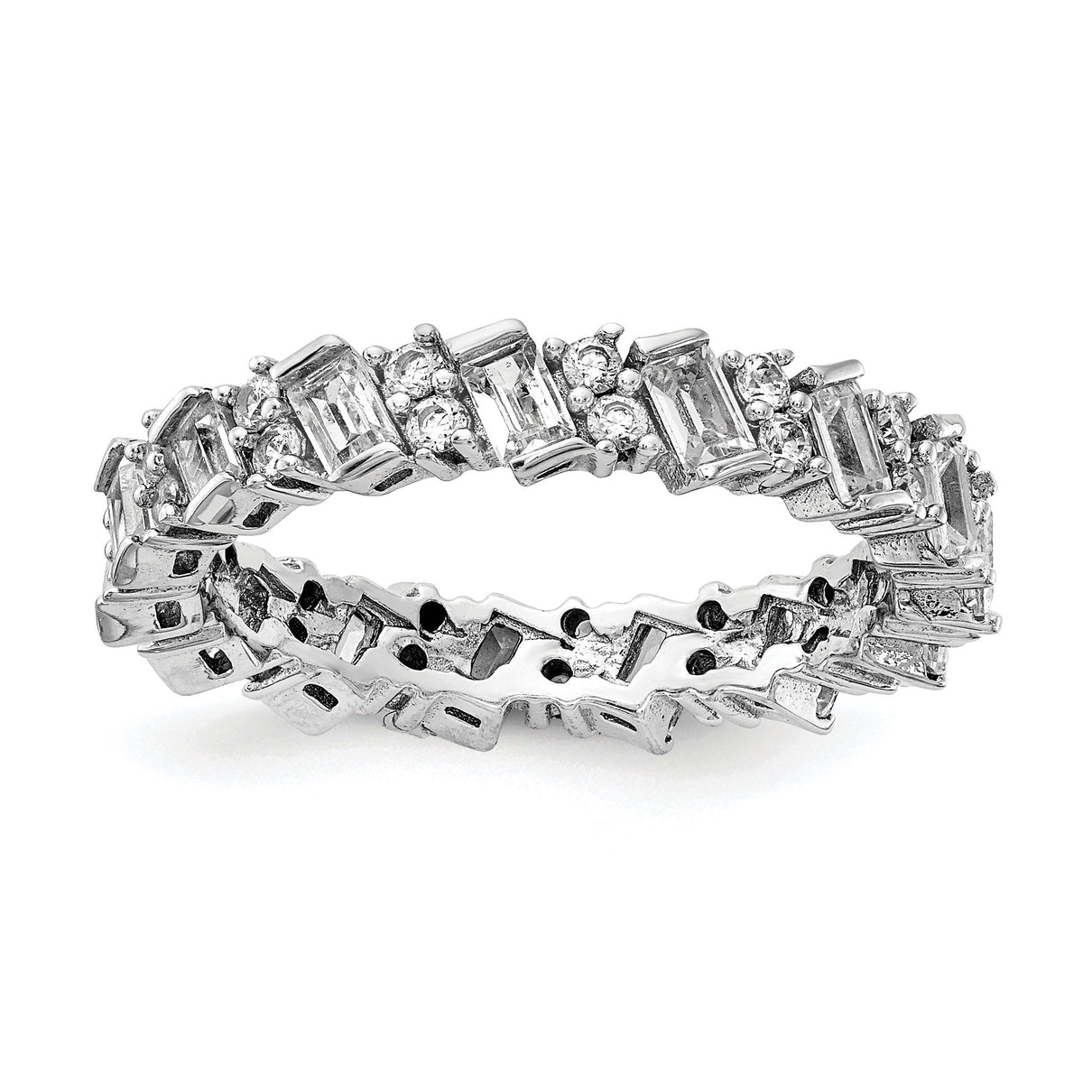 45-Stone Cubic Zirconia Fancy Eternity Band in Sterling Silver, Size 7 - Sophia Jewelers Main image