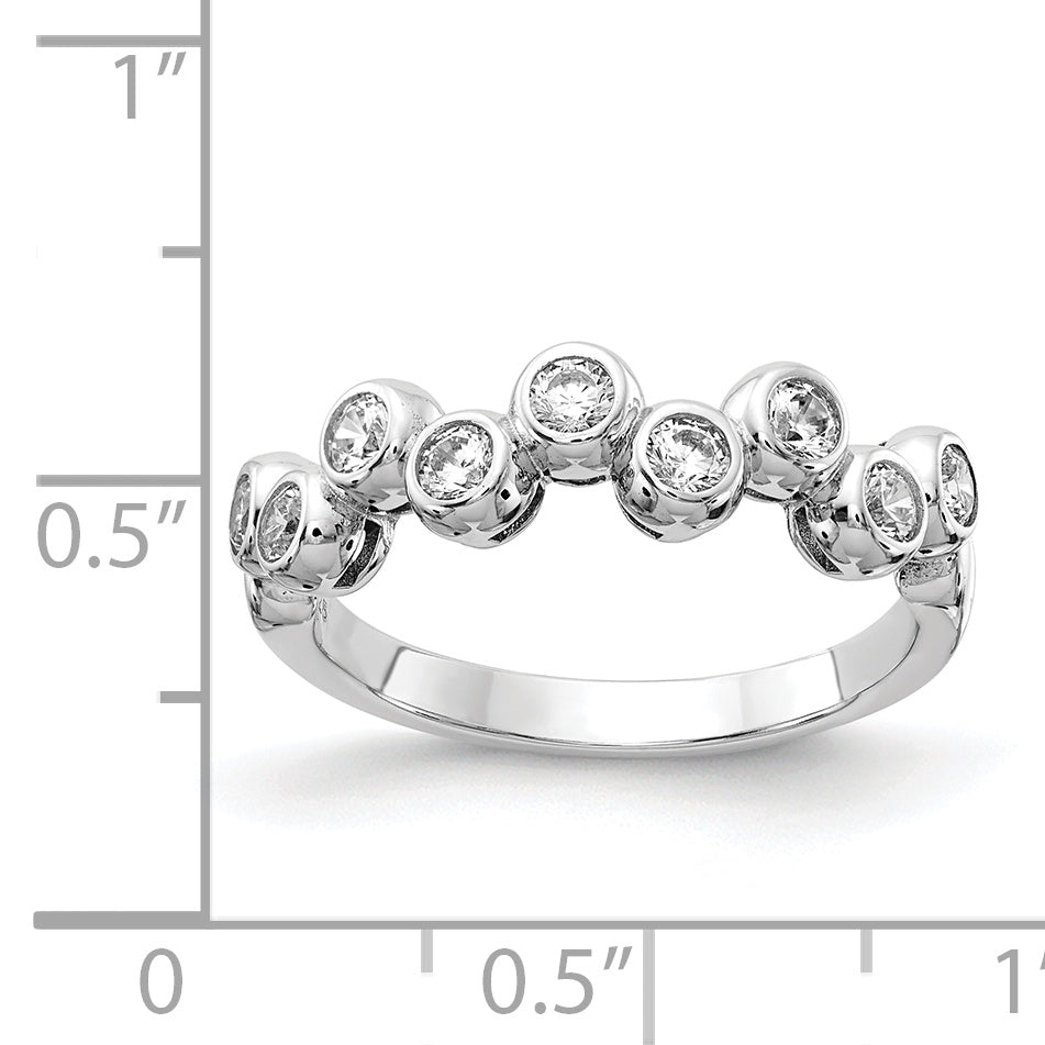 Sterling Shimmer Sterling Silver Rhodium-plated 9 Stone CZ Ring