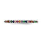 Prizma Sterling Silver Rhodium-plated Colorful CZ Thin Band Ring