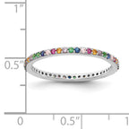 Prizma Sterling Silver Rhodium-plated Colorful CZ Thin Band Ring