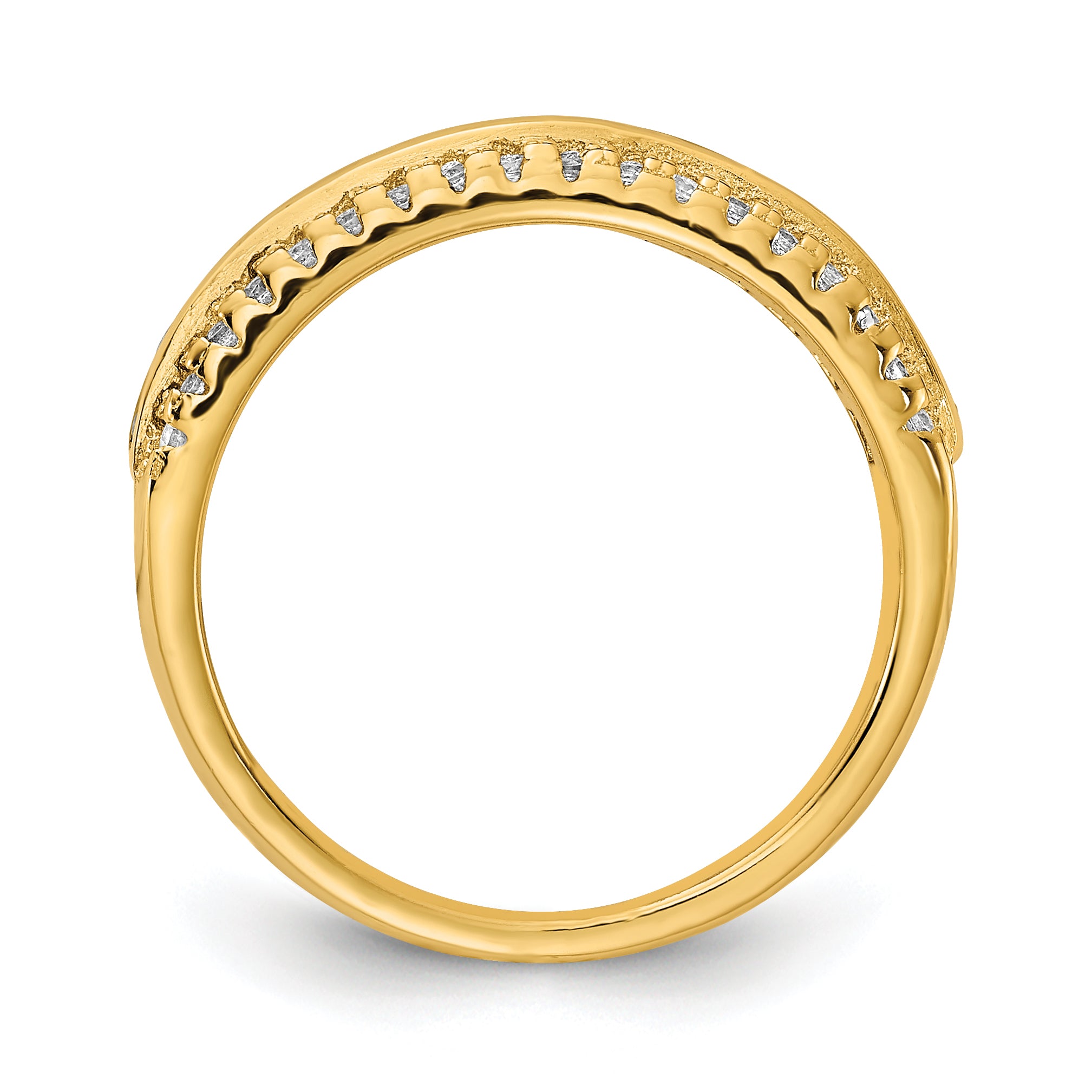 Prizma Sterling Silver Gold-tone 14K Flash Gold-plated Channel-Set Colorful and White CZ Ring Secondary image