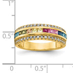 Prizma Sterling Silver Gold-tone 14K Flash Gold-plated Channel-Set Colorful and White CZ Ring