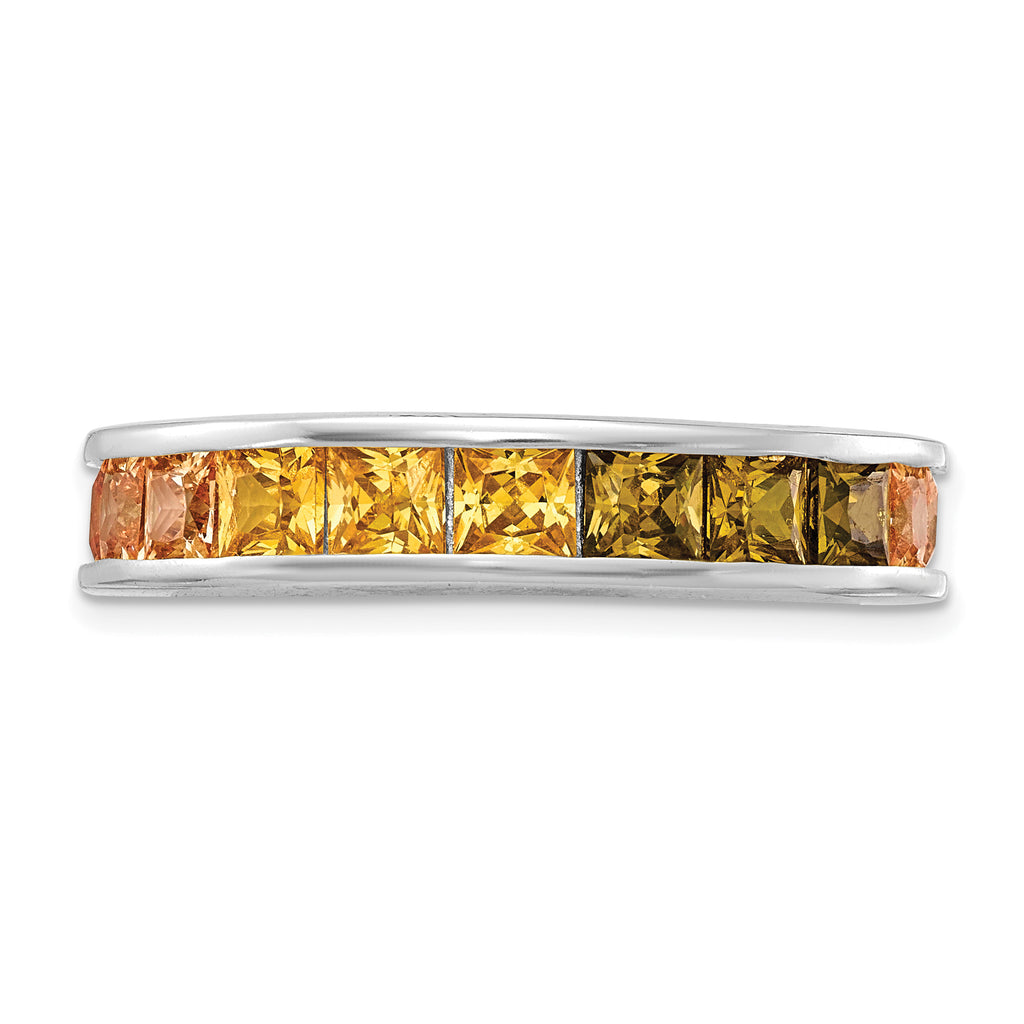 Prizma Sterling Silver Rhodium-plated Channel-Set Colorful CZ Eternity Band Ring