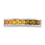 Prizma Sterling Silver Rhodium-plated Channel-Set Colorful CZ Eternity Band Ring