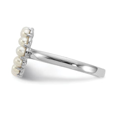Sterling Silver Rhodium-plated 2-2.5mm White Button Freshwater Cultured Pearl Ring