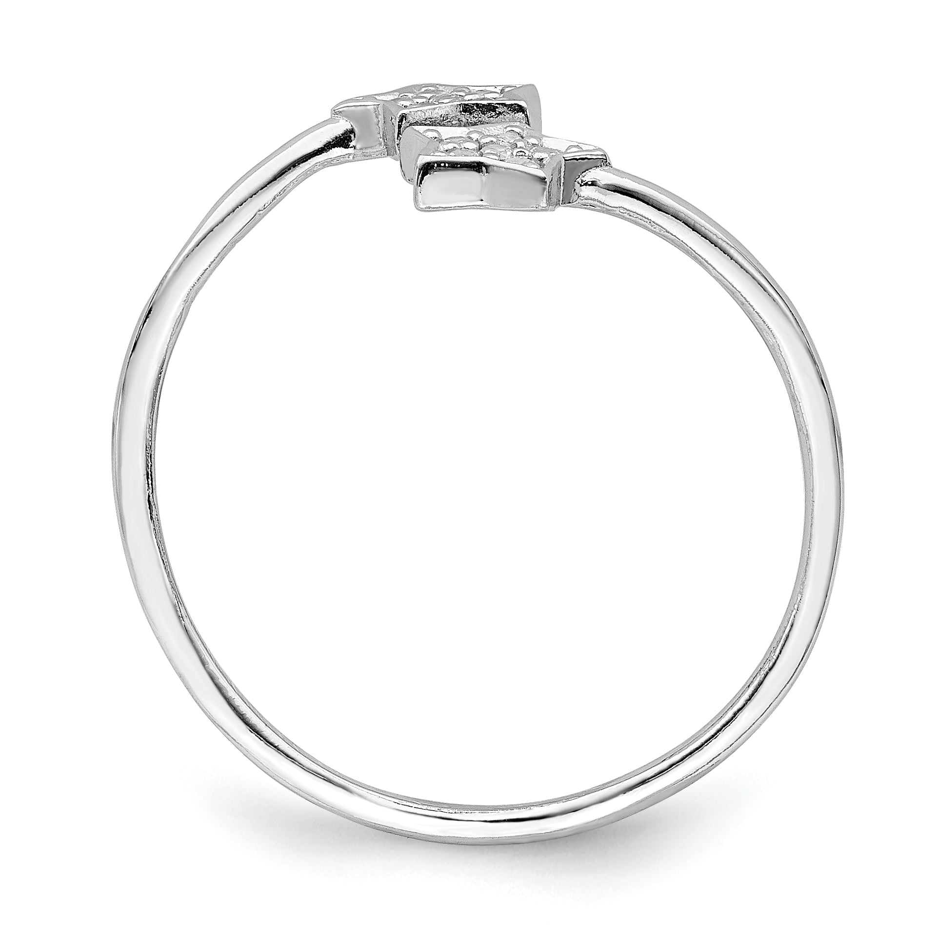 Sterling Silver Rhodium-Plated CZ Stars Bypass Adjustable Ring Secondary image