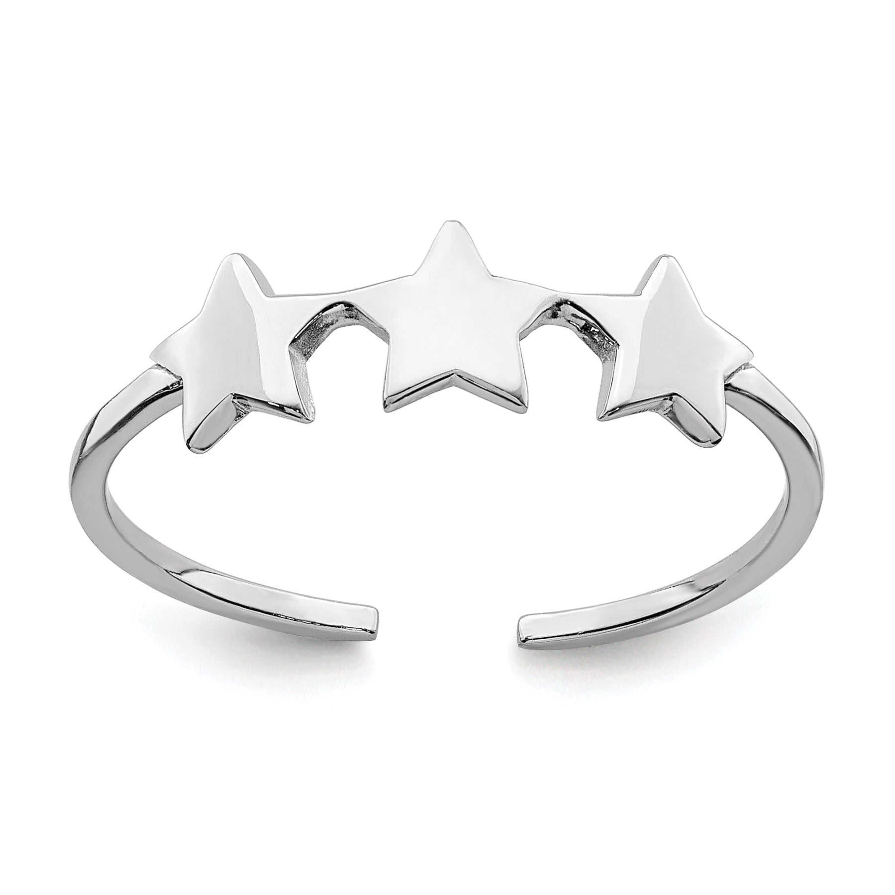 Sterling Silver Rhodium Plated Stars Adjustable Ring Main image