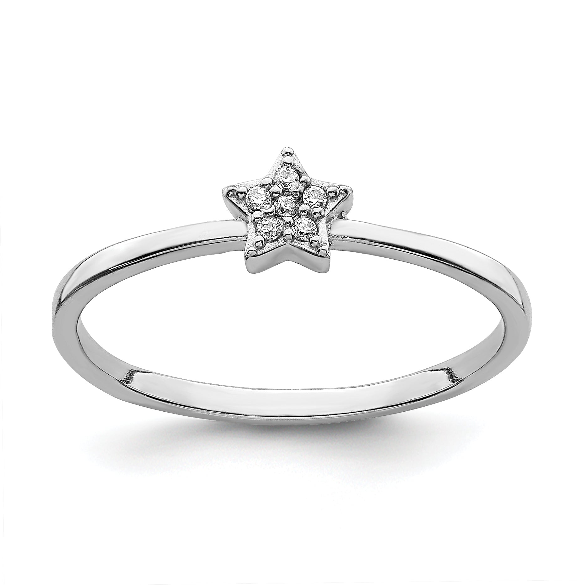 Sterling Silver Rhodium Plated CZ Star Ring Main image