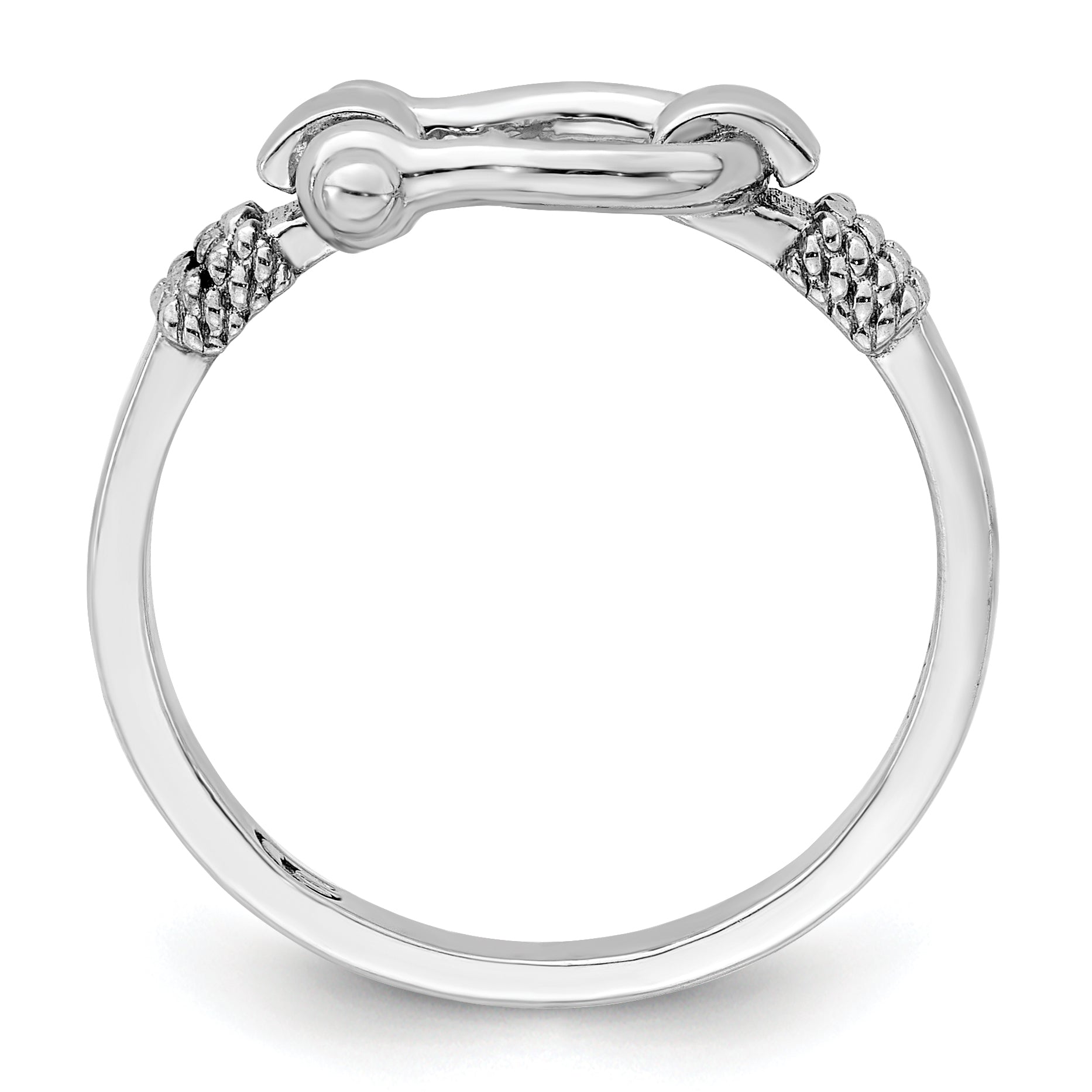De-Ani Sterling Silver Rhodium-Plated Polished Shackle with Rope Trim Ring Secondary image