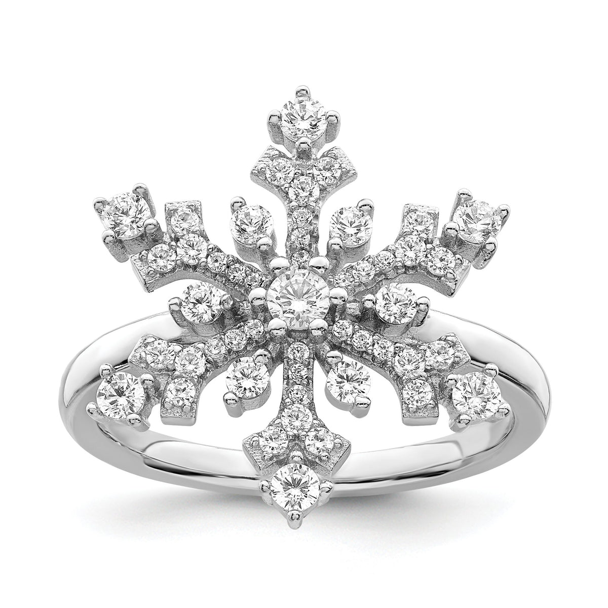 Cubic Zirconia Snowflake Ring in Sterling Silver - Sophia Jewelers Main image