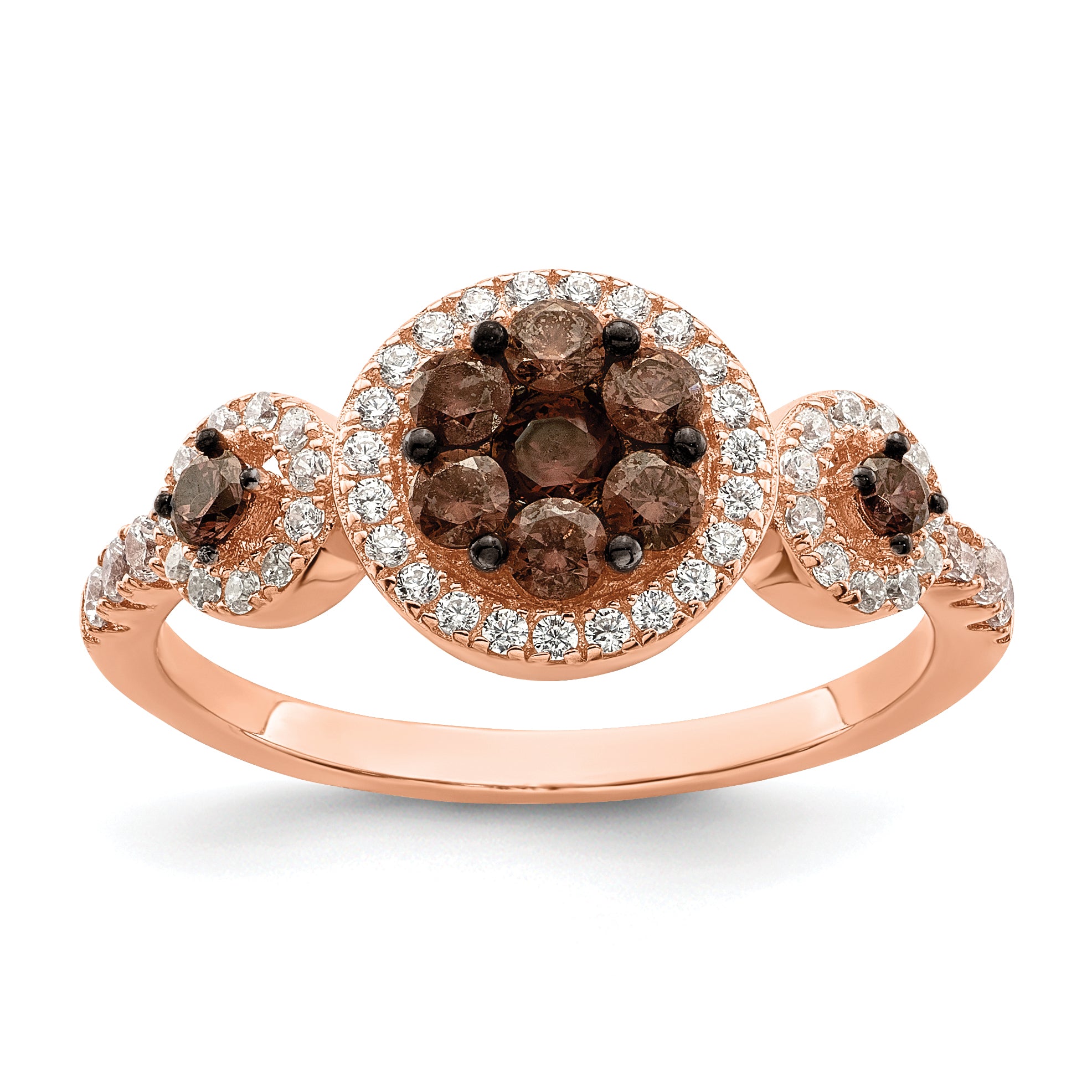 Sterling Silver Rose-tone Black Rhodium-plated CZ Fancy Ring Main image
