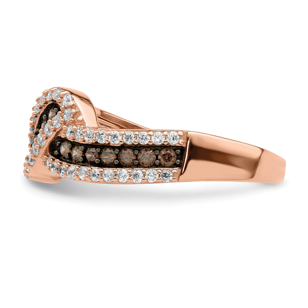 Sterling Silver Rose-tone Black Rhodium-Plated Cubic Zirconi Fancy Ring