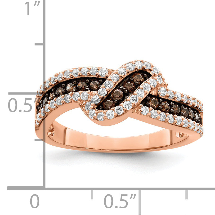 Sterling Silver Rose-tone Black Rhodium-Plated Cubic Zirconi Fancy Ring