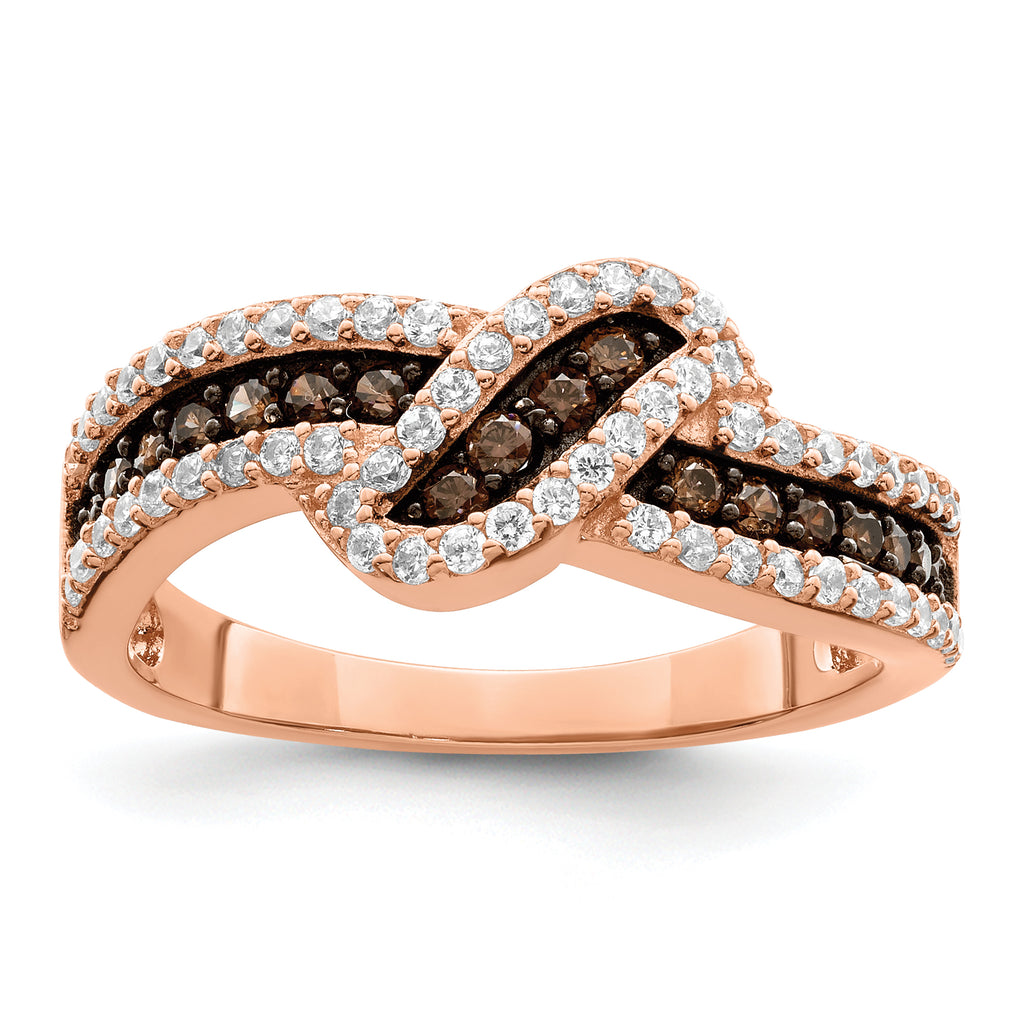 Sterling Silver Rose-tone Black Rhodium-Plated Cubic Zirconi Fancy Ring