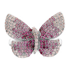 Sterling Silver Rhodium-plated Polished Pink CZ Butterfly Ring, Size 6–8 - Sophia Jewelers