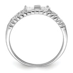 Sterling Silver Rhodium-Plated Polished Double Cubic Zirconi Bow Ring