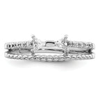 Sterling Silver Rhodium-Plated Polished Double Cubic Zirconi Bow Ring