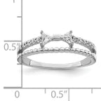 Sterling Silver Rhodium-Plated Polished Double Cubic Zirconi Bow Ring
