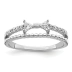 Sterling Silver Rhodium-Plated Polished Double Cubic Zirconi Bow Ring