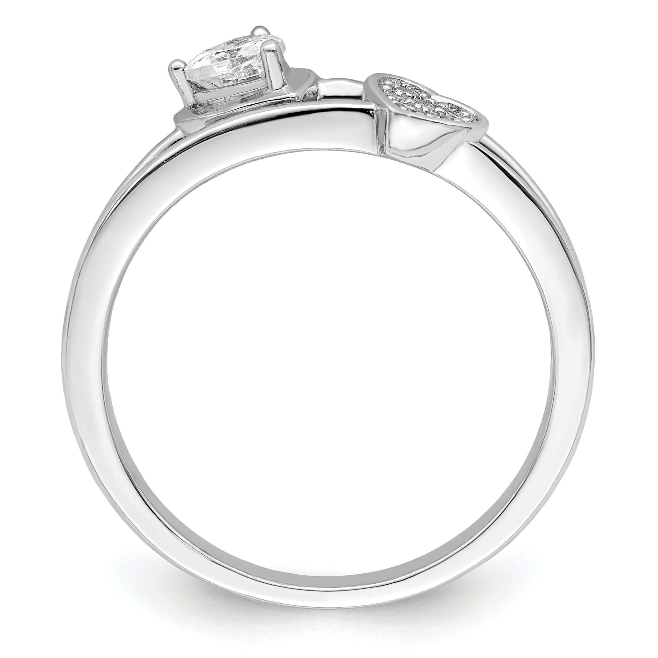 Sterling Silver Rhodium plated CZ Hearts Ring Secondary image