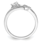 Sterling Silver Rhodium plated CZ Hearts Ring