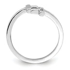 Sterling Silver Rhodium-plated CZ Double Cross Adjustable Ring